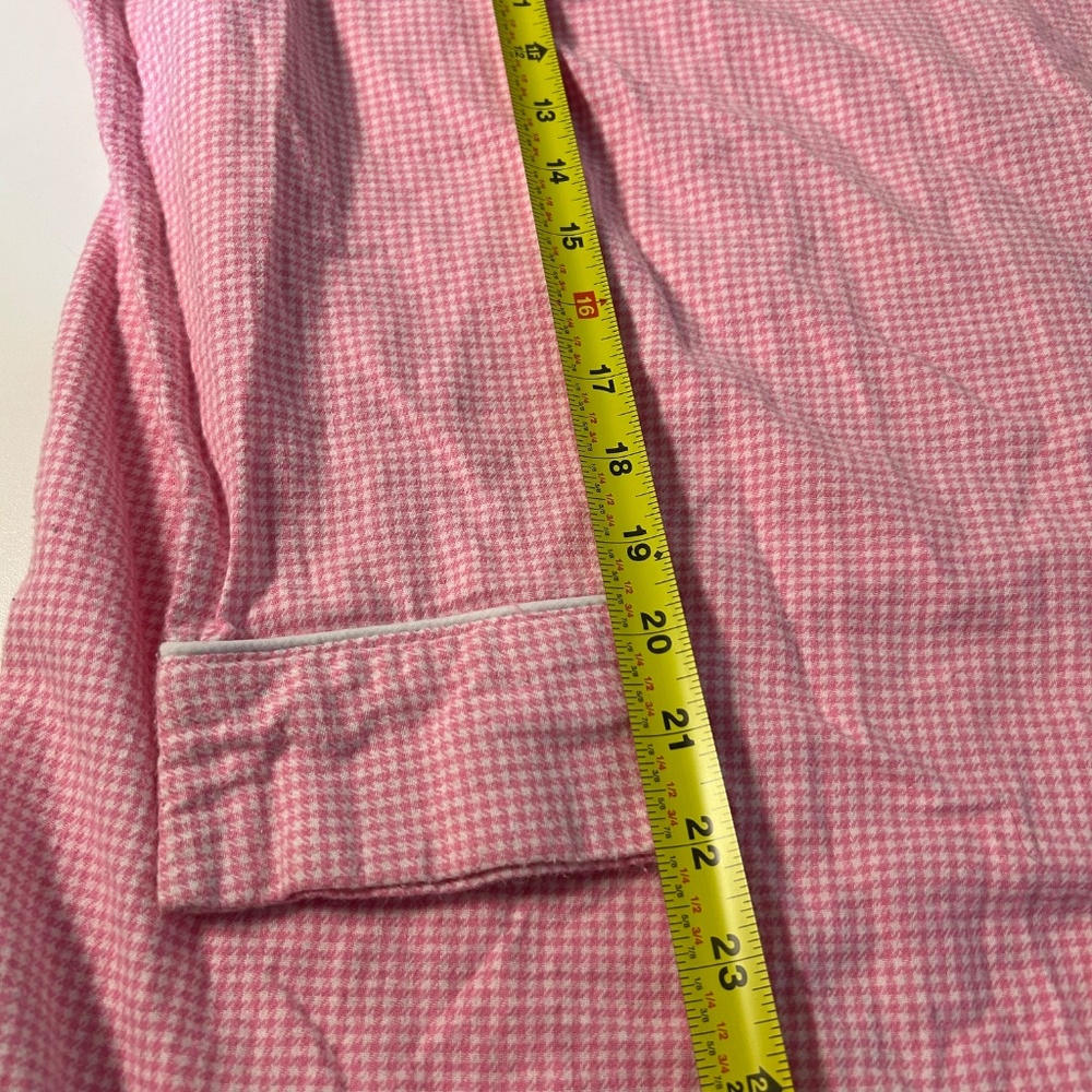 vintage lauren ralph lauren flannel pink white gingham check button up pajamas L - Picture 8 of 8